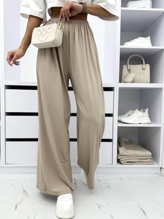 Spodnie Wide Leg Beżowe Mirabell (2)