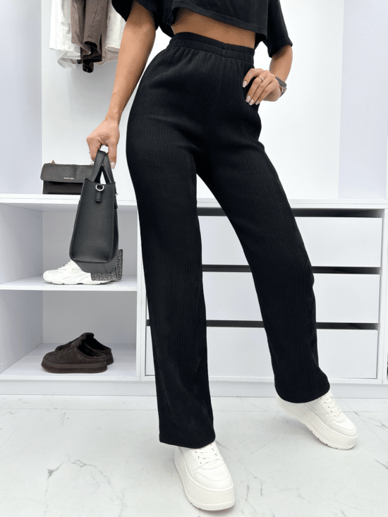 Spodnie Wide Leg Czarne Bronny (1)