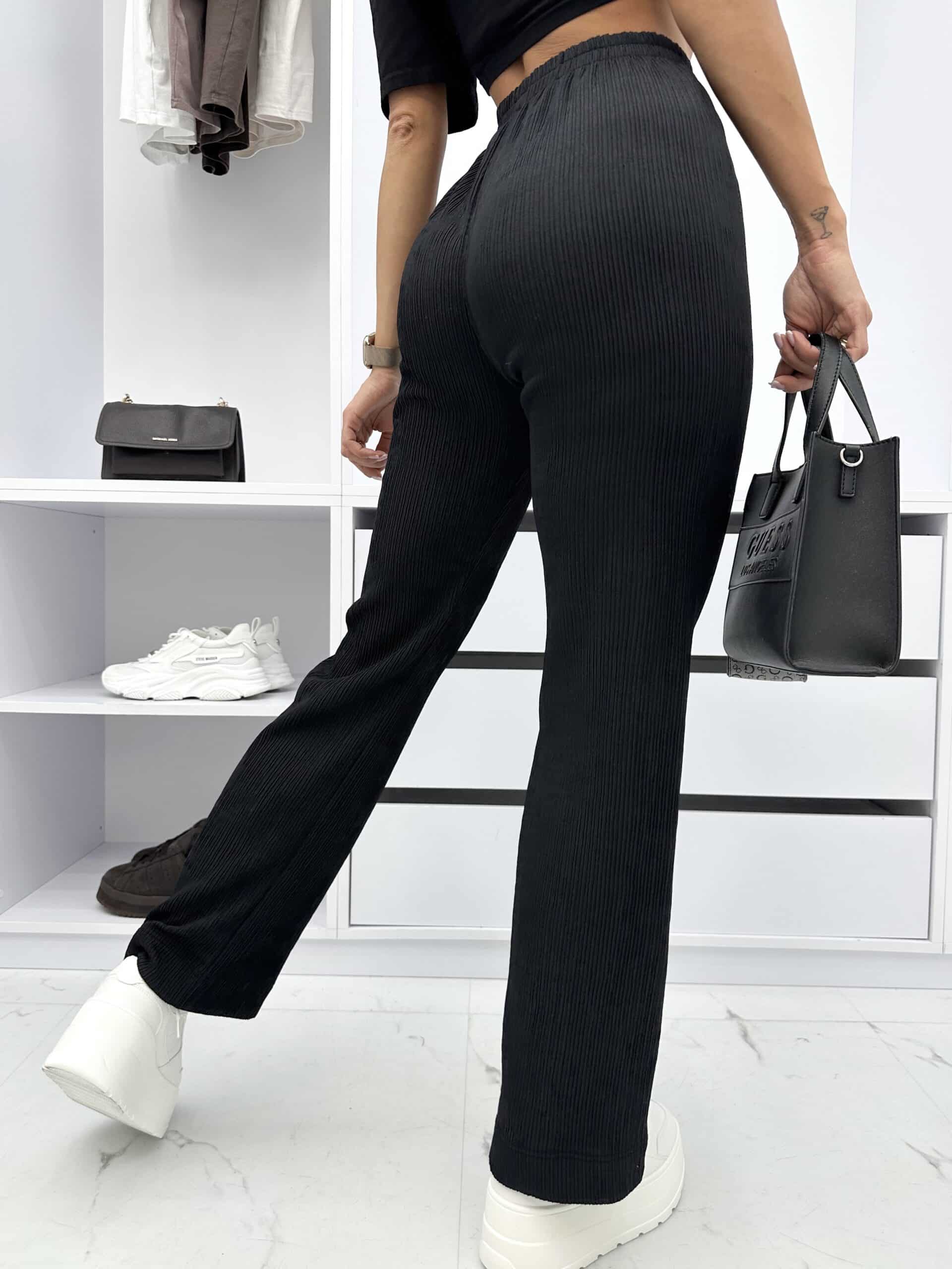 Spodnie wide leg czarne BRONNY (4)