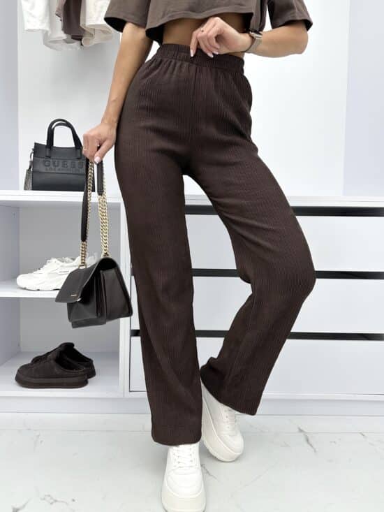Spodnie Wide Leg Czekoladowe Bronny (2)