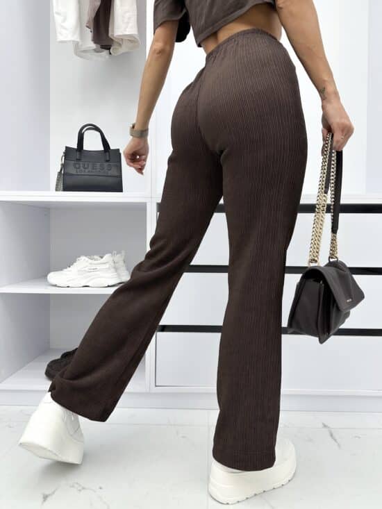 Spodnie Wide Leg Czekoladowe Bronny (3)