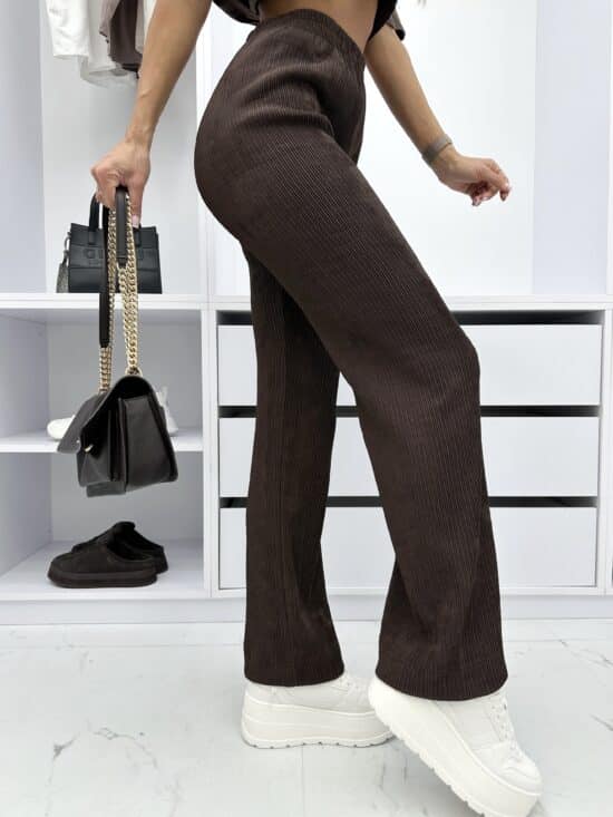 Spodnie Wide Leg Czekoladowe Bronny (6)
