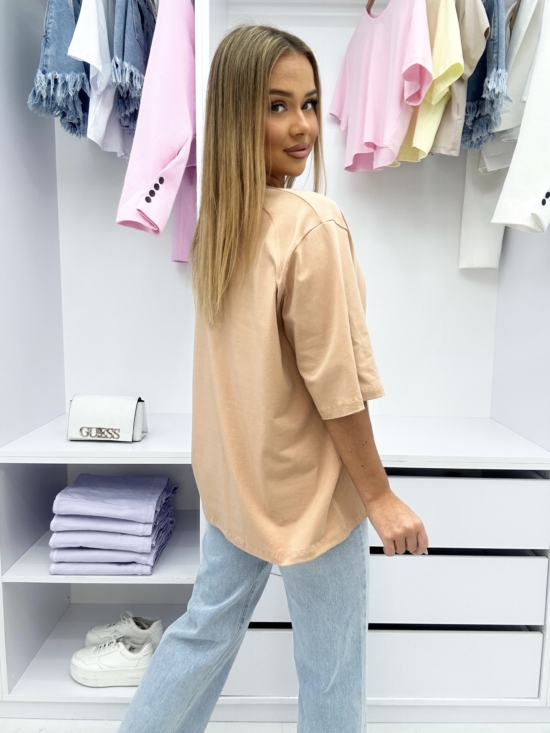 T Shirt Bawełniany Ciepły Beż Terra (3)