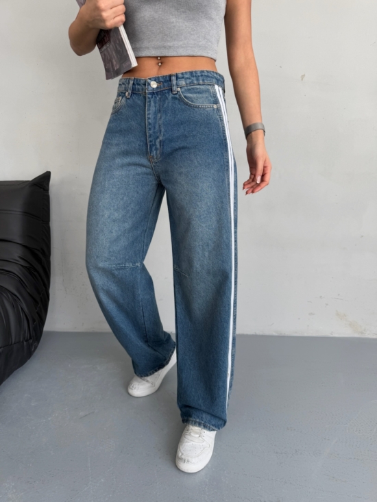 Spodnie Jeansowe Z Lampasami Balloon Baggy Venetto (1)