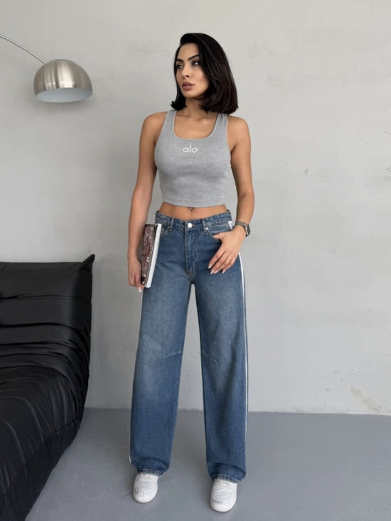 Spodnie Jeansowe Z Lampasami Balloon Baggy Venetto (4)