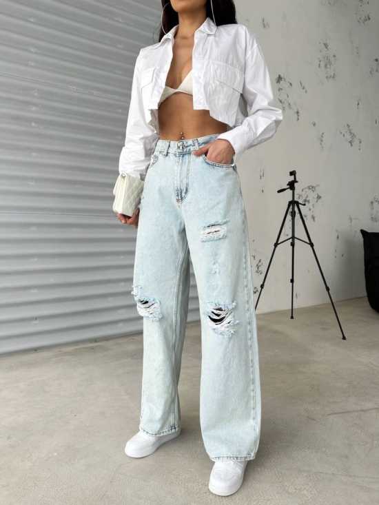 Spodnie Jeansowe Z Dziurami Baggy Mood (1)