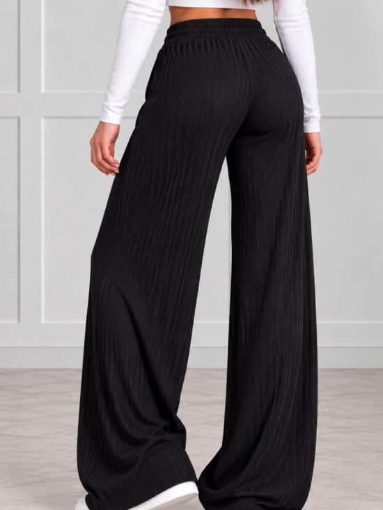 Spodnie Sweterkowe Wide Leg Czarne Brella
